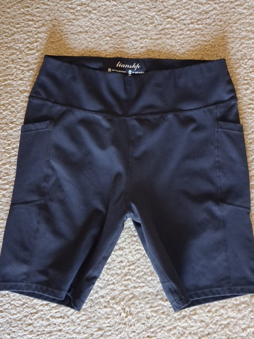 Women's Lianshp Black Yoga Bike Athletic Shorts w/Pockets SZ XL EUC